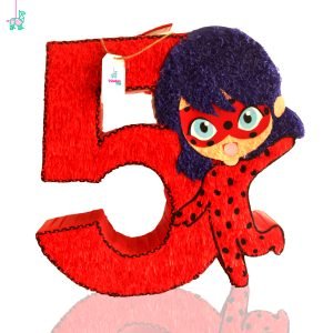Lady bug piñata con número 5