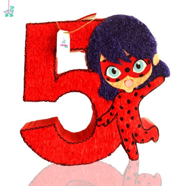 Lady bug piñata con número 5