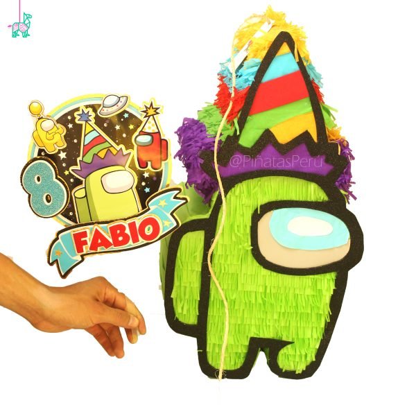 Among us piñata + Cake topper personalizado