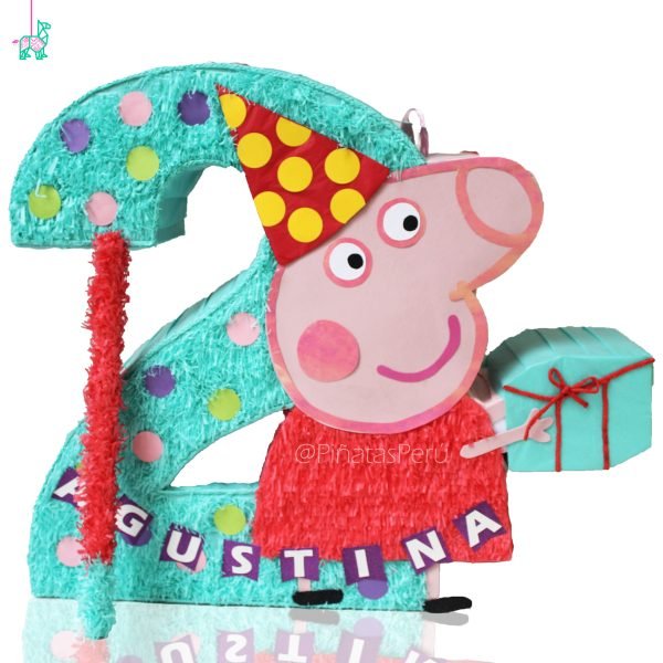 Peppa cumpleañera con número 2 piñata